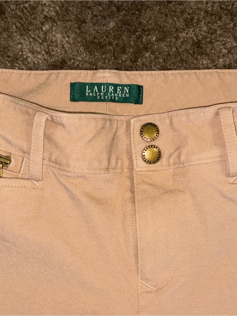 Lauren Ralph Lauren Petite Tan Shorts with Branded Buttons